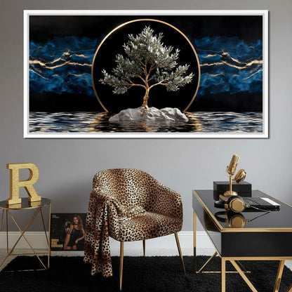 Golden Olive Tree Halo Reflection Canvas Wall Art
