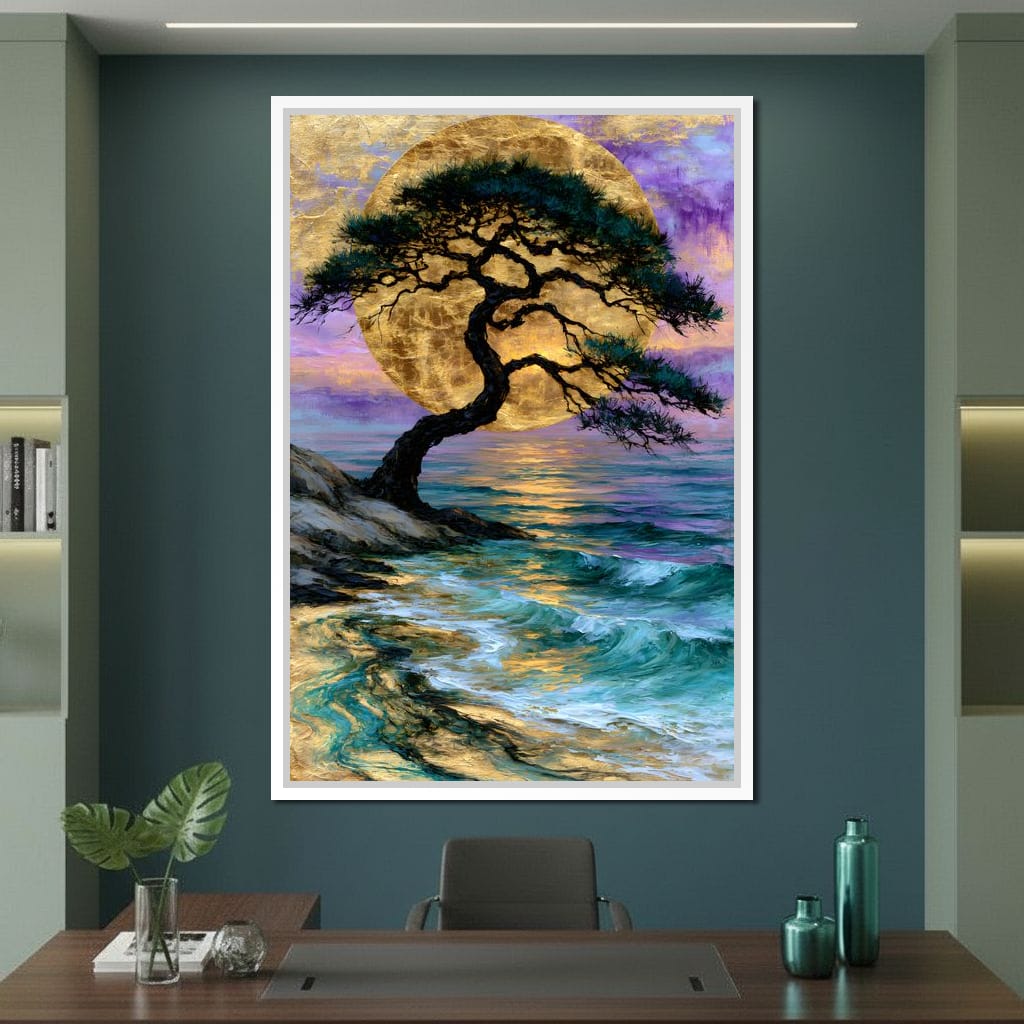 Ancient Pine Before The Gilded Moon Canvas Wall Art