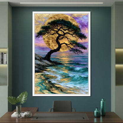 Ancient Pine Before The Gilded Moon Canvas Wall Art