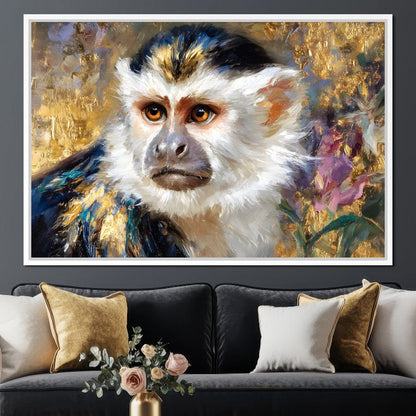 Golden Gilded Monkey Muse Canvas Wall Art