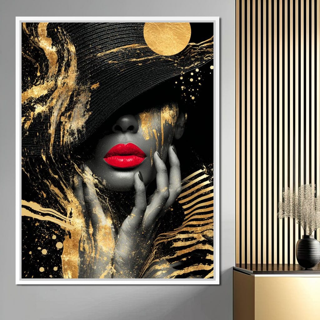 Modern Noir Gold Elegance Portrait Canvas Wall Art