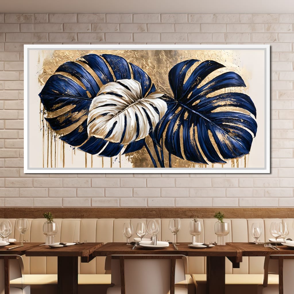 Gilded Monstera Leaves Dancing With Light Canvas Wall Art