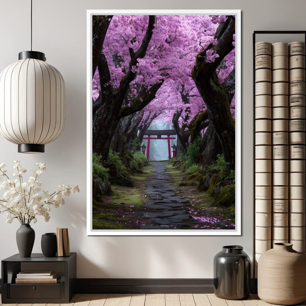 Sakura Gate Pathway Stillness Canvas Wall Art