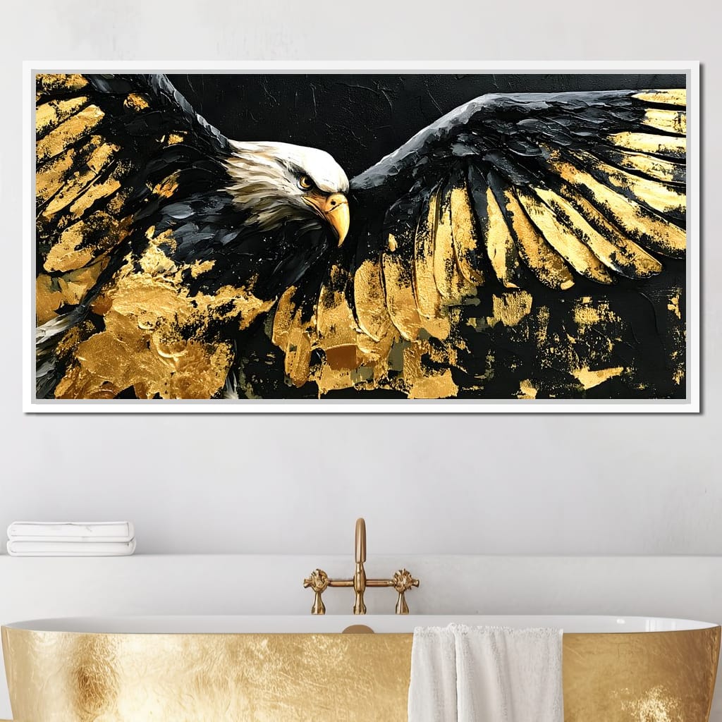American Eagle in Gold & Black Canvas Wall Art