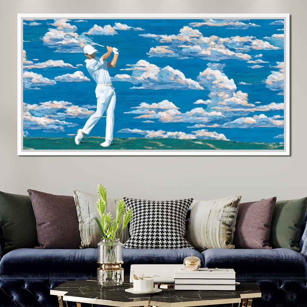Swinging Through Dream Clouds Canvas Wall Art
