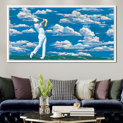 Swinging Through Dream Clouds Canvas Wall Art