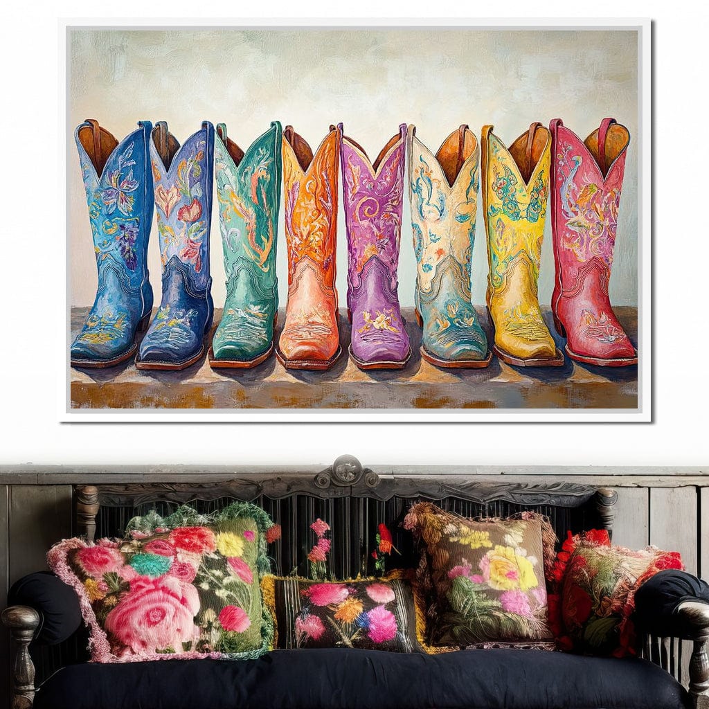 Western Boot Parade Canvas Wall Art