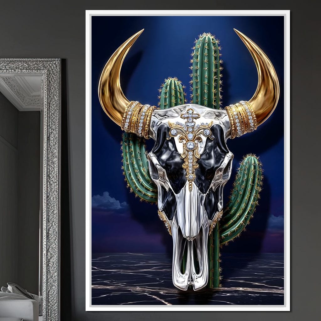 Golden Bull Skull Desert Luxe Canvas Wall Art