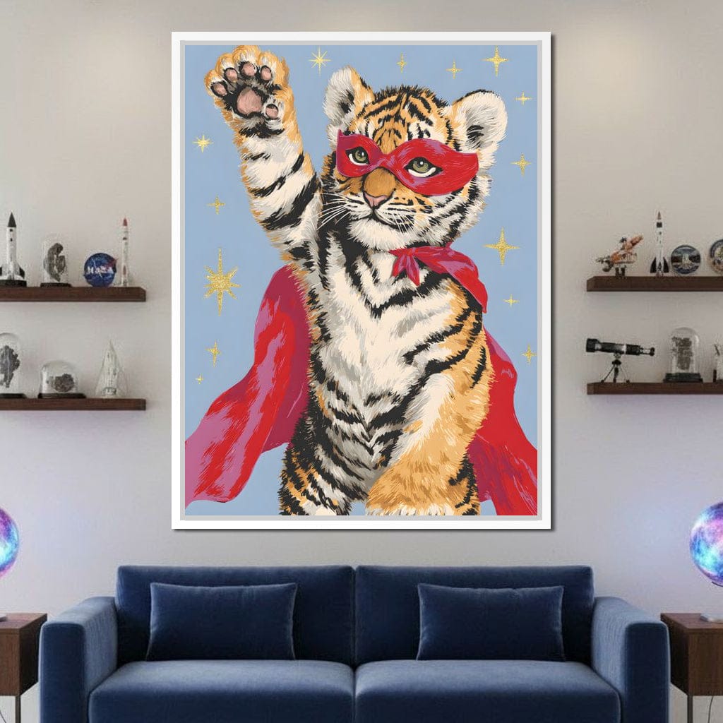 Superhero Tiger Cub Rising Canvas Wall Art