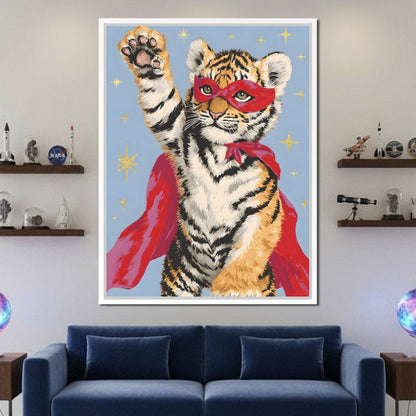 Superhero Tiger Cub Rising Canvas Wall Art