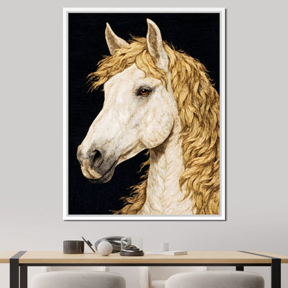Golden Mane Horse Portrait Canvas Wall Art