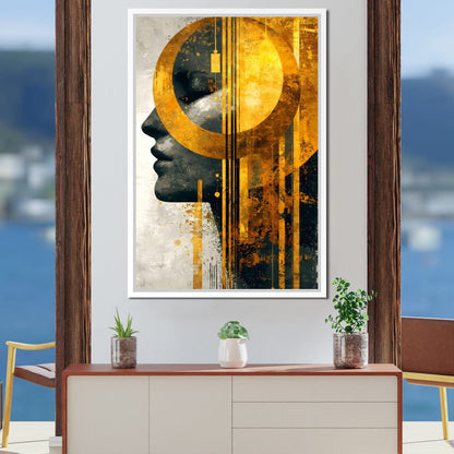 Golden Geometric Elegance Canvas Wall Art
