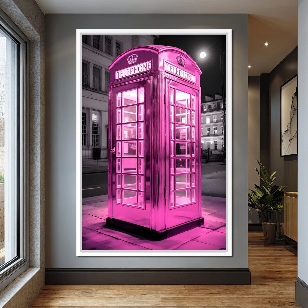 Pink Telephone Booth Canvas Wall Art