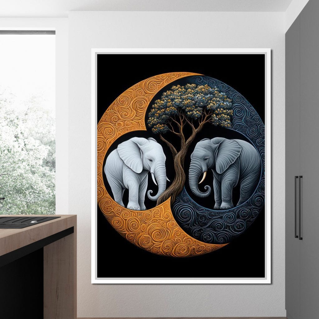 Elephant Yin-Yang Canvas Wall Art