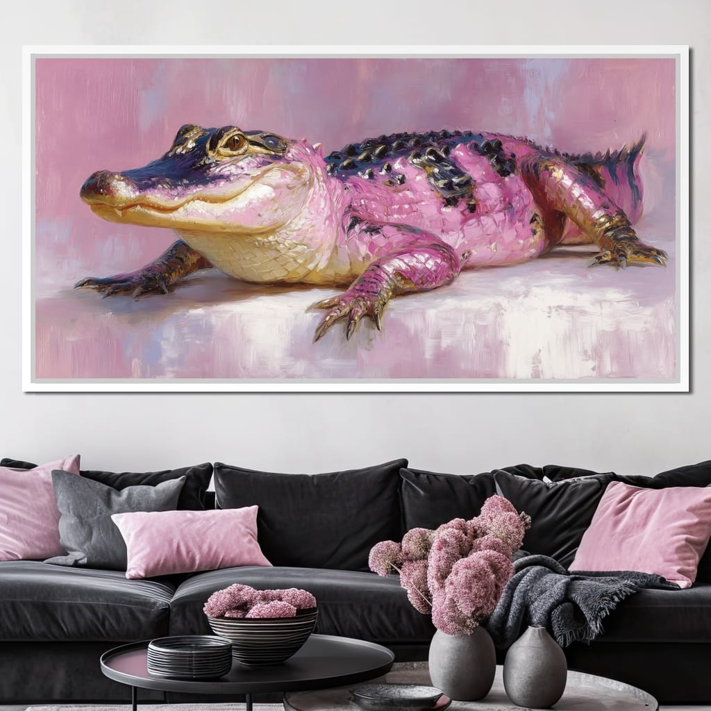 Pink Gator Lounge Portrait Canvas Wall Art