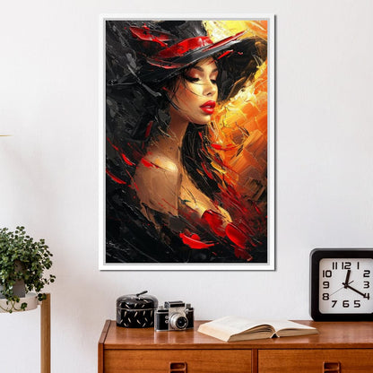 Fiery Elegance in Noir Canvas Wall Art
