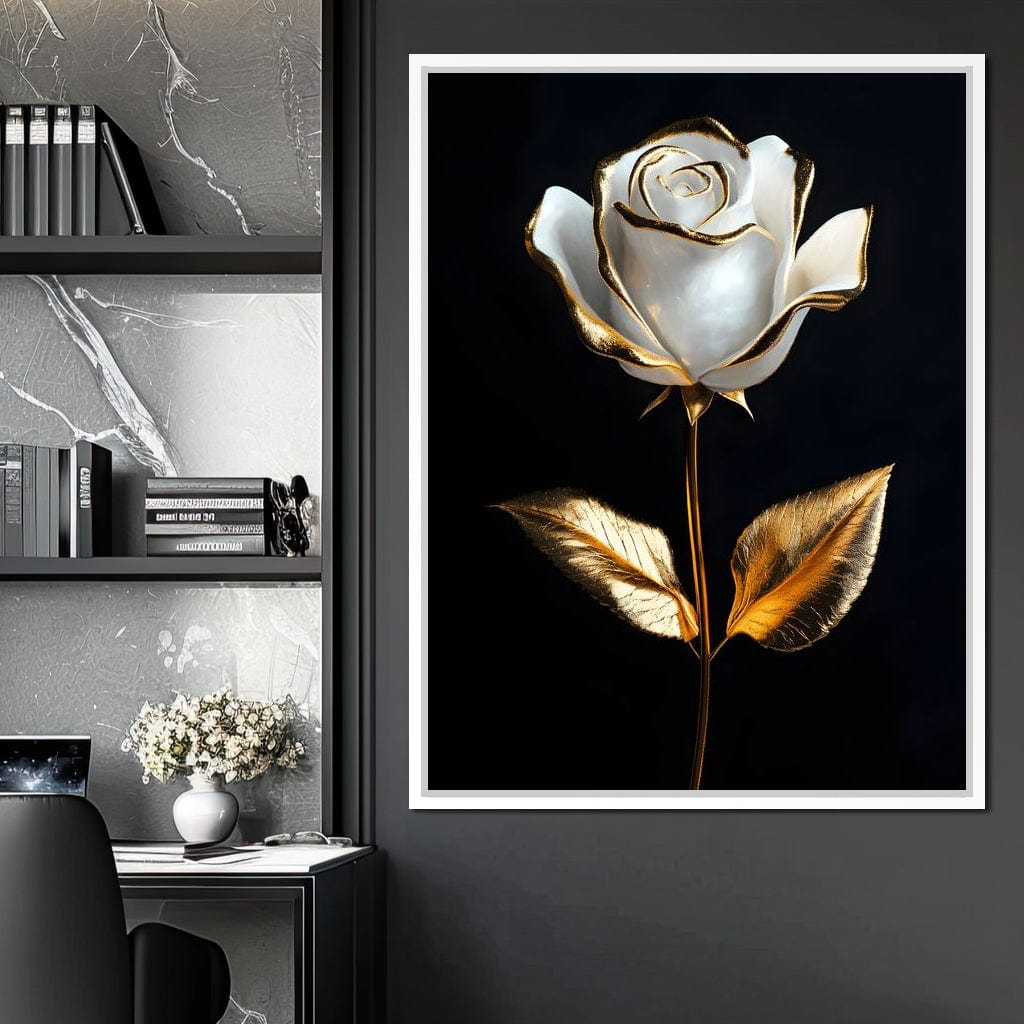Golden Elegance Blossom Canvas Wall Art