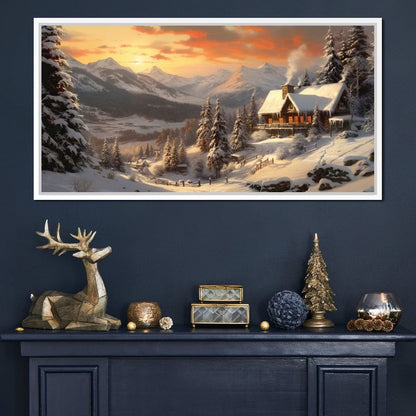 Christmas Cottage Canvas Wall Art