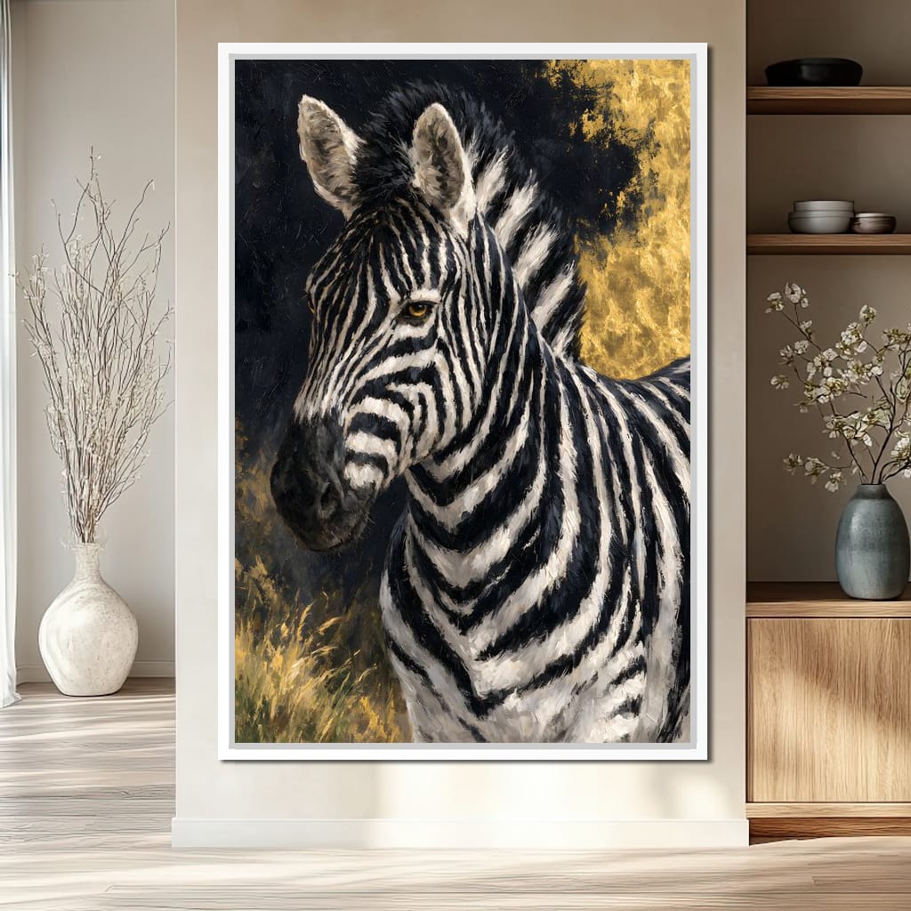 Golden Stripes of the Midnight Plains Canvas Wall Art