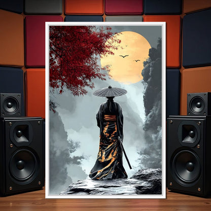Samurai Moonlight Reverie Canvas Wall Art