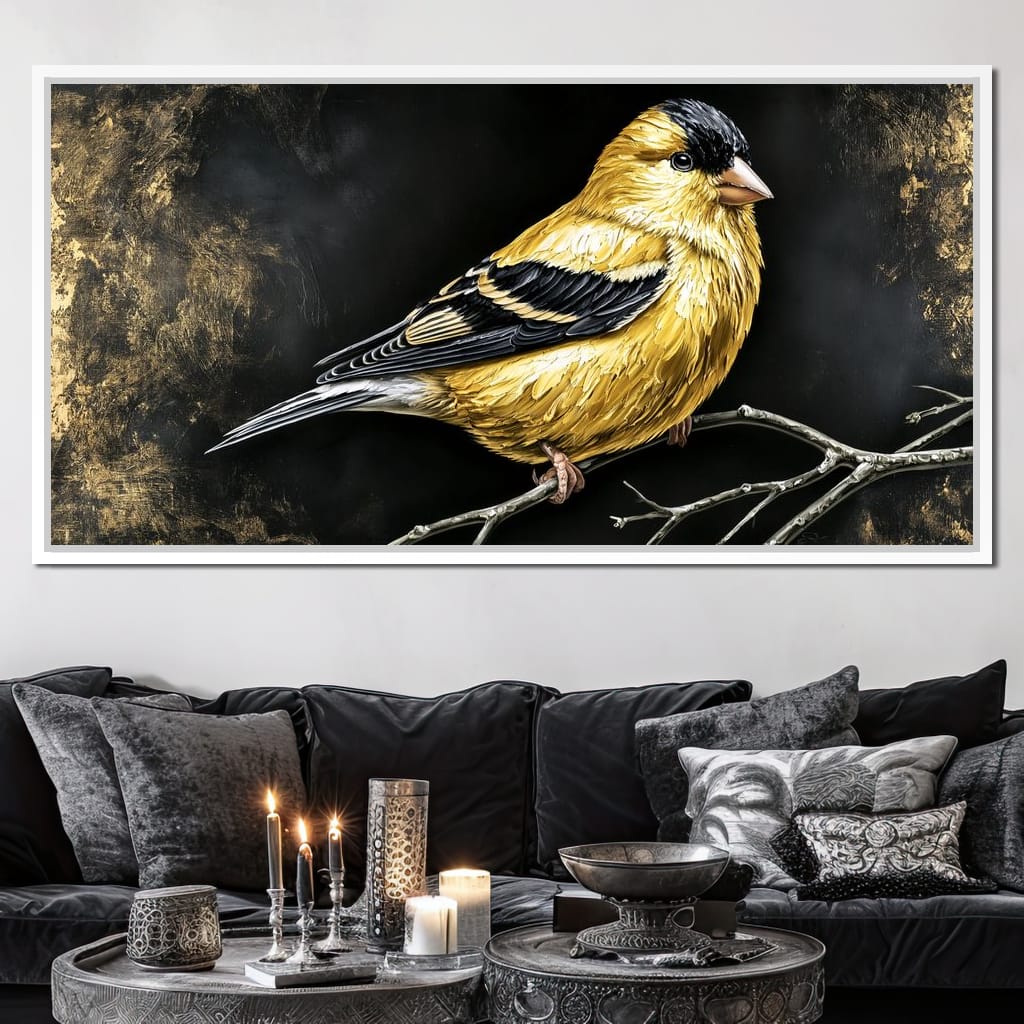 Gilded Feather Stillness Canvas Wall Art