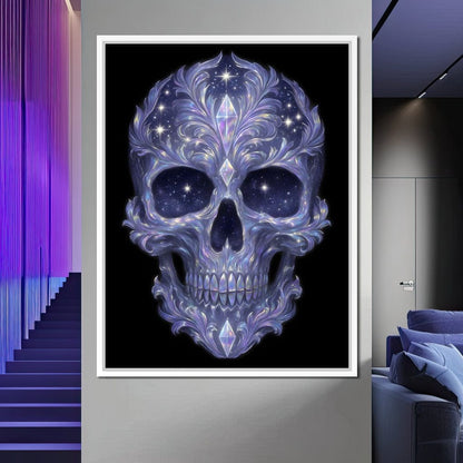 Galactic Crystal Skull Nebula Canvas Wall Art