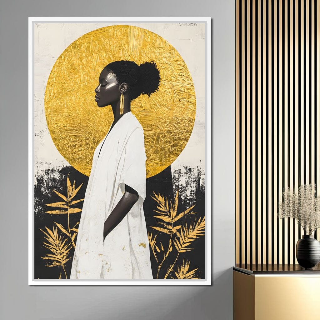 Golden Halo Afrocentric Poise Canvas Wall Art