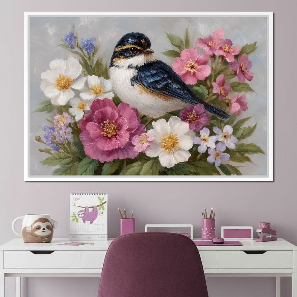 Songbird Garden Bouquet Oil Style Canvas Wall Art