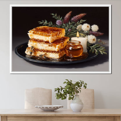 Golden Honeycombs Canvas Wall Art