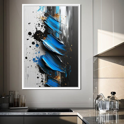 Sapphire Strokes Gold Specks Canvas Wall Art