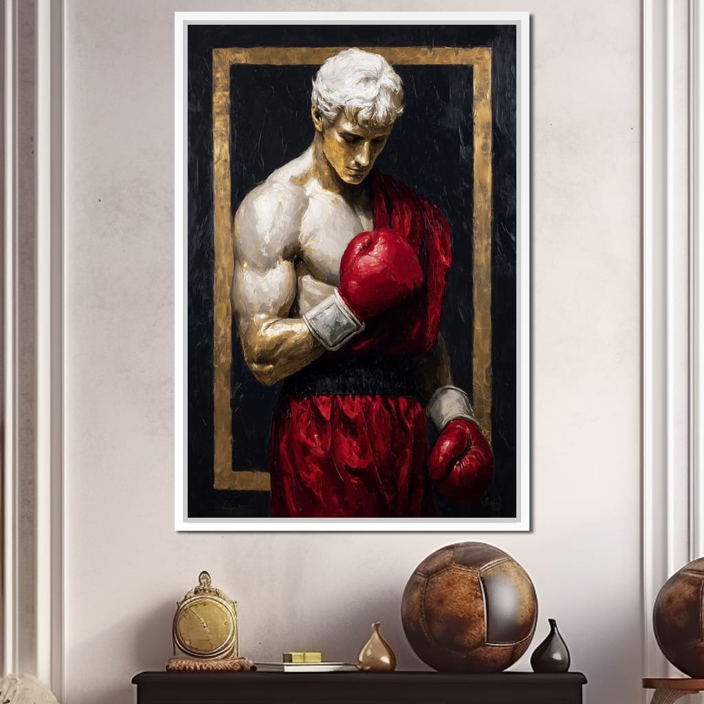 Golden Frame Boxing Champion Canvas Wall Art