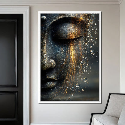 Golden Tranquil Buddha Flow Canvas Wall Art