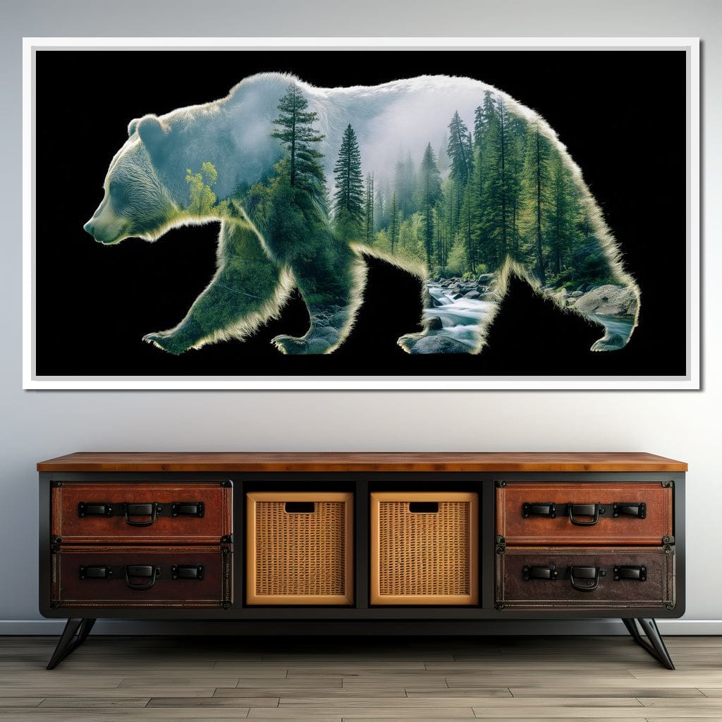 Forest Bear River Silhouette Canvas Wall Art