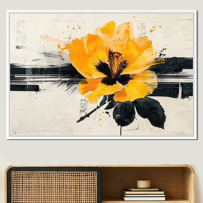 Golden Petal Contrast Canvas Wall Art