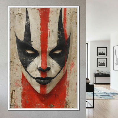 Tribal Mask Red Strike Face Canvas Wall Art