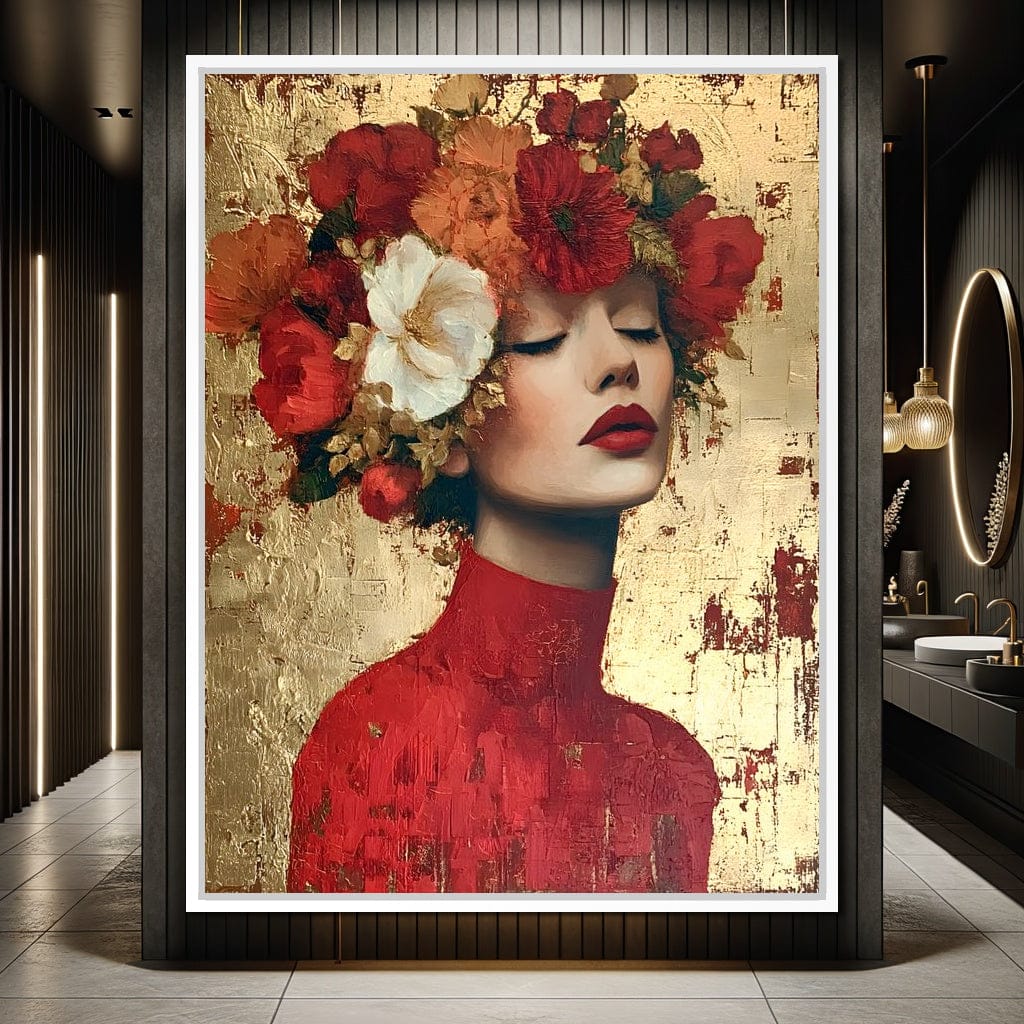 Golden Petal Crowned Reverie Canvas Wall Art