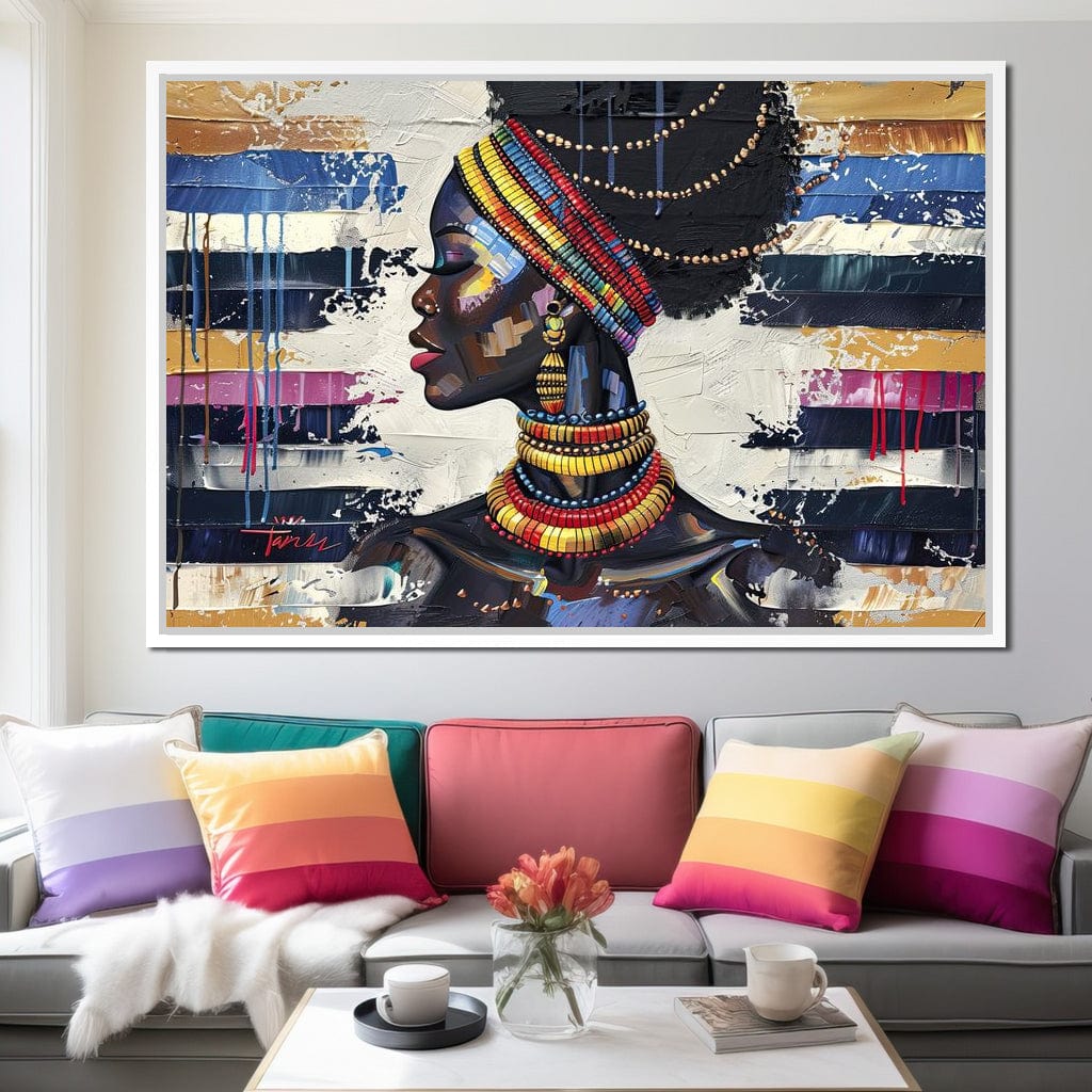 African Elegance in Ochre Gold Canvas Wall Art