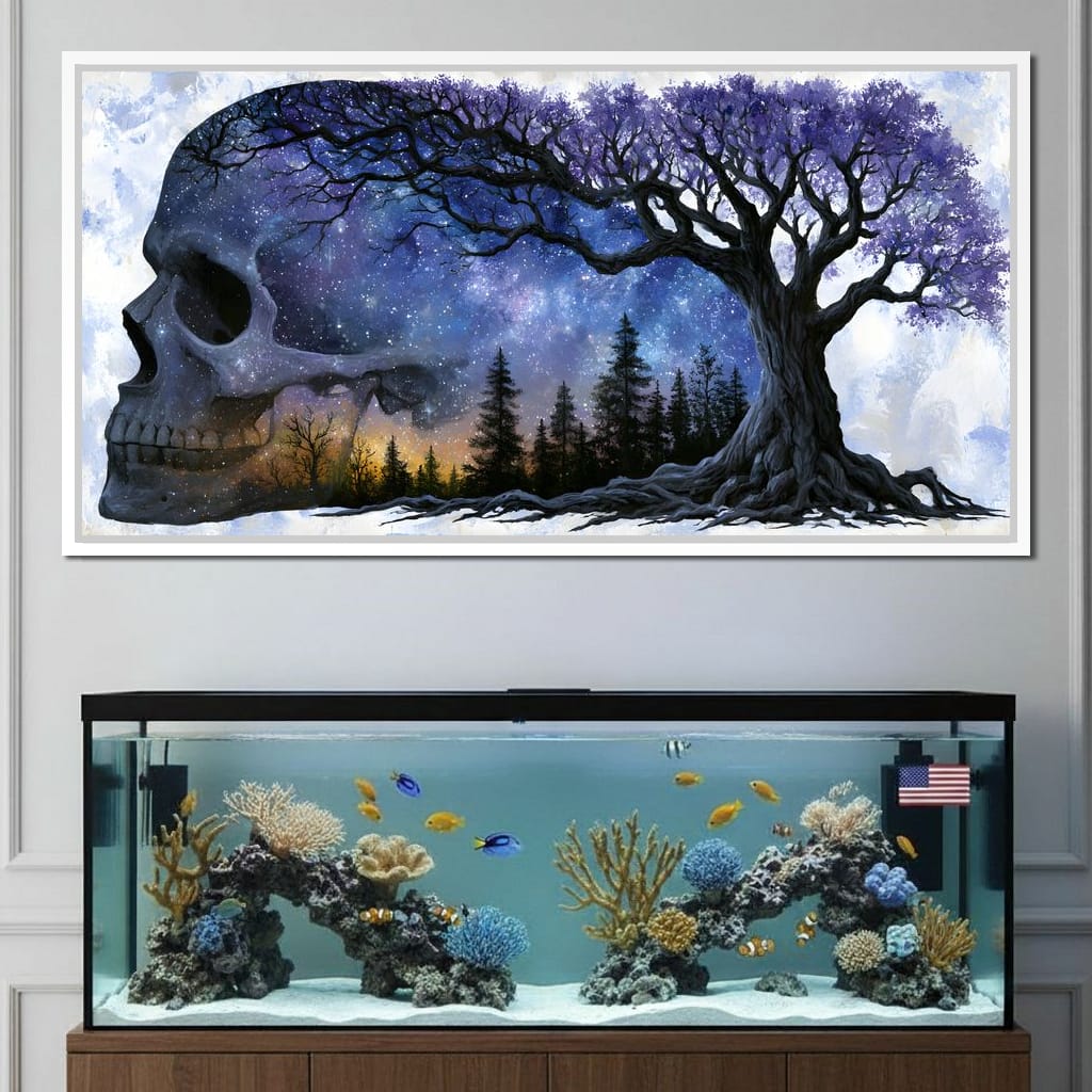 Where Cosmic Night Meets Forest Roots Canvas Wall Art