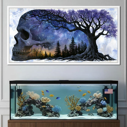 Where Cosmic Night Meets Forest Roots Canvas Wall Art