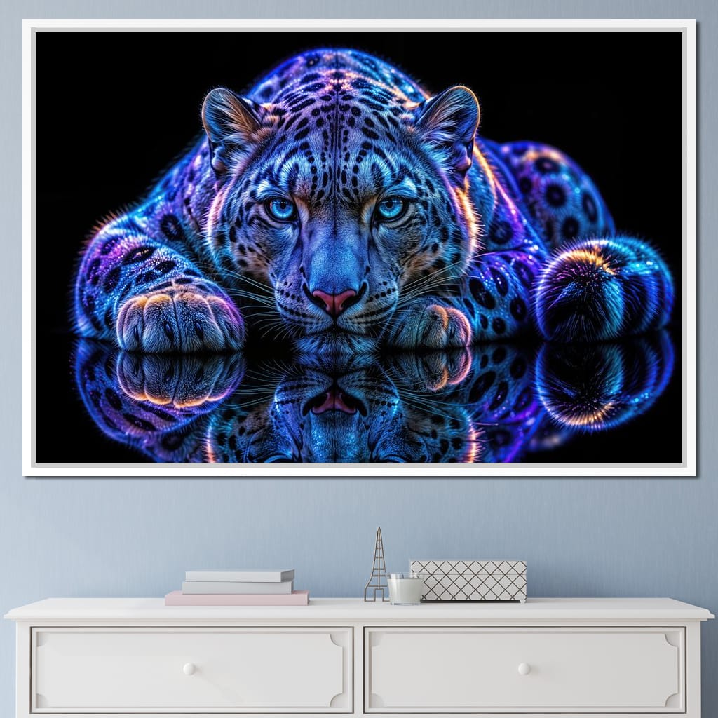 Bioluminescent Snow Leopard Canvas Wall Art