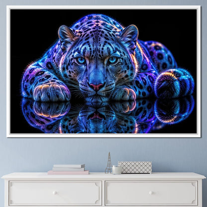 Bioluminescent Snow Leopard Canvas Wall Art