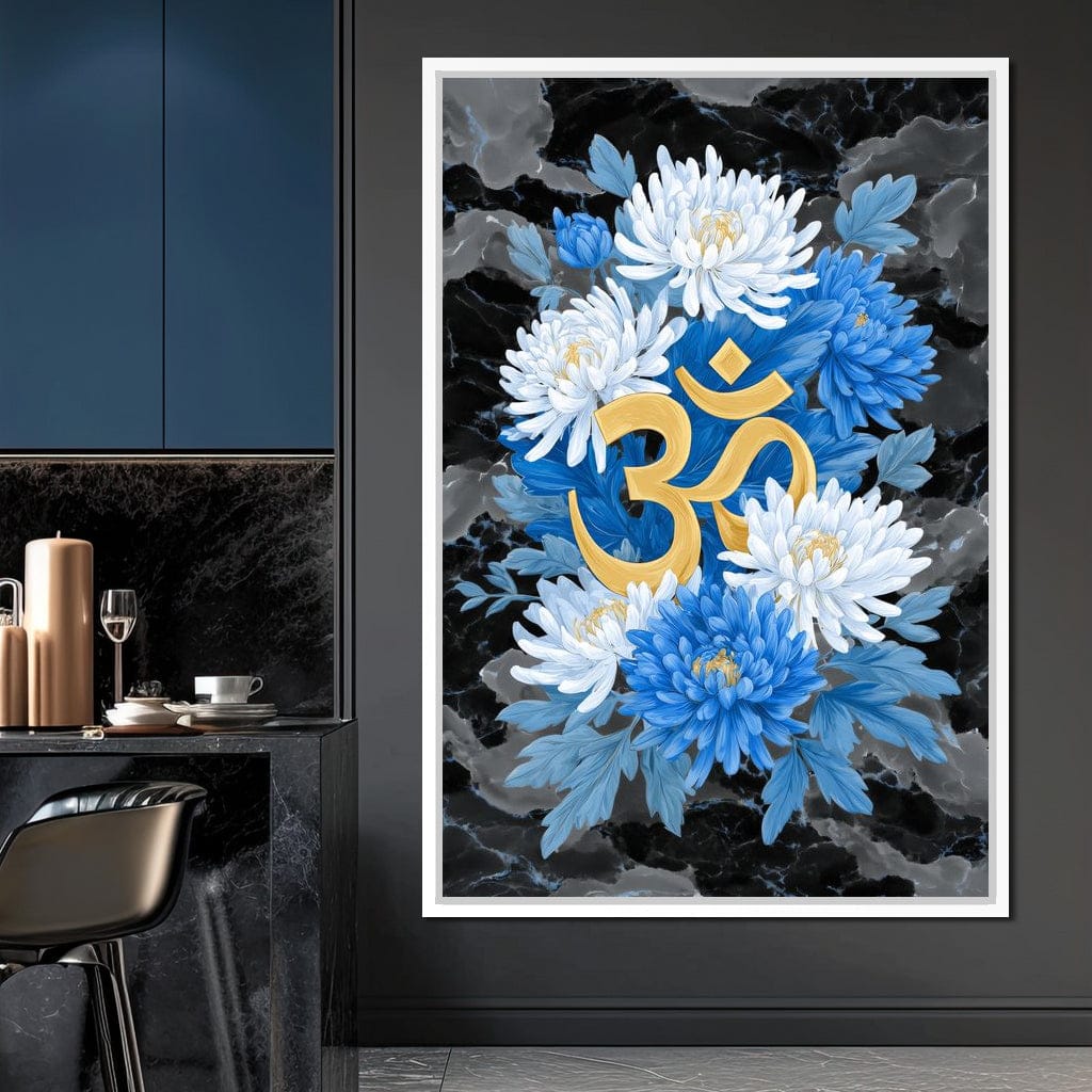 Om Lotus Bloom Floral Gold Canvas Wall Art