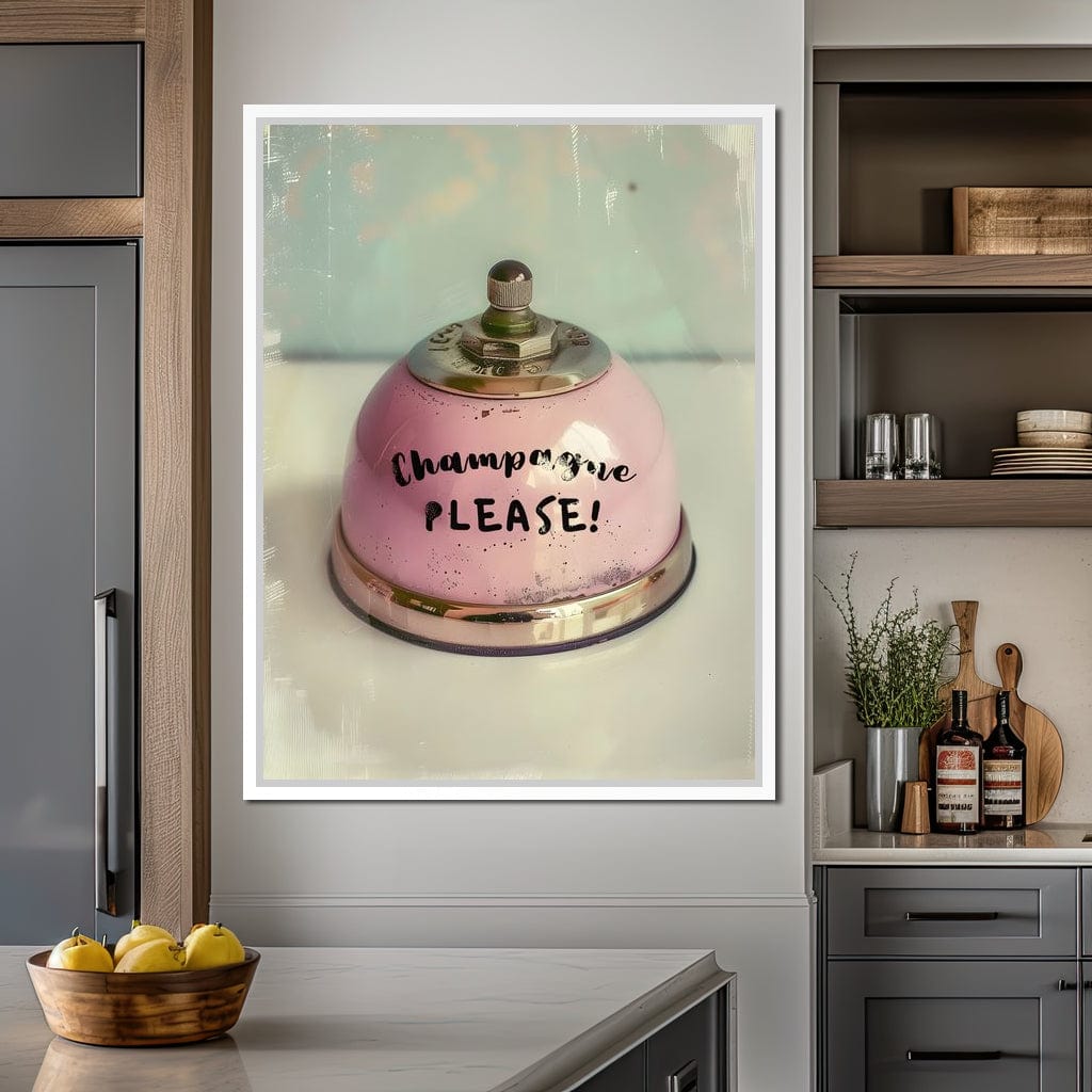 Champagne Please Service Bell Canvas Wall Art