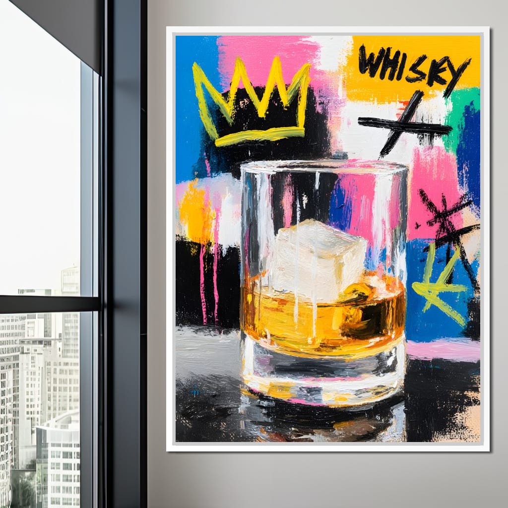 Whiskey Crown Pop Graffiti Scene Canvas Wall Art
