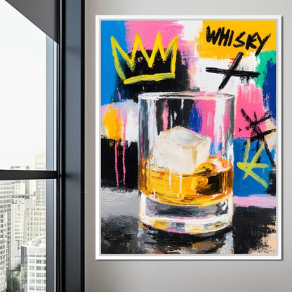 Whiskey Crown Pop Graffiti Scene Canvas Wall Art