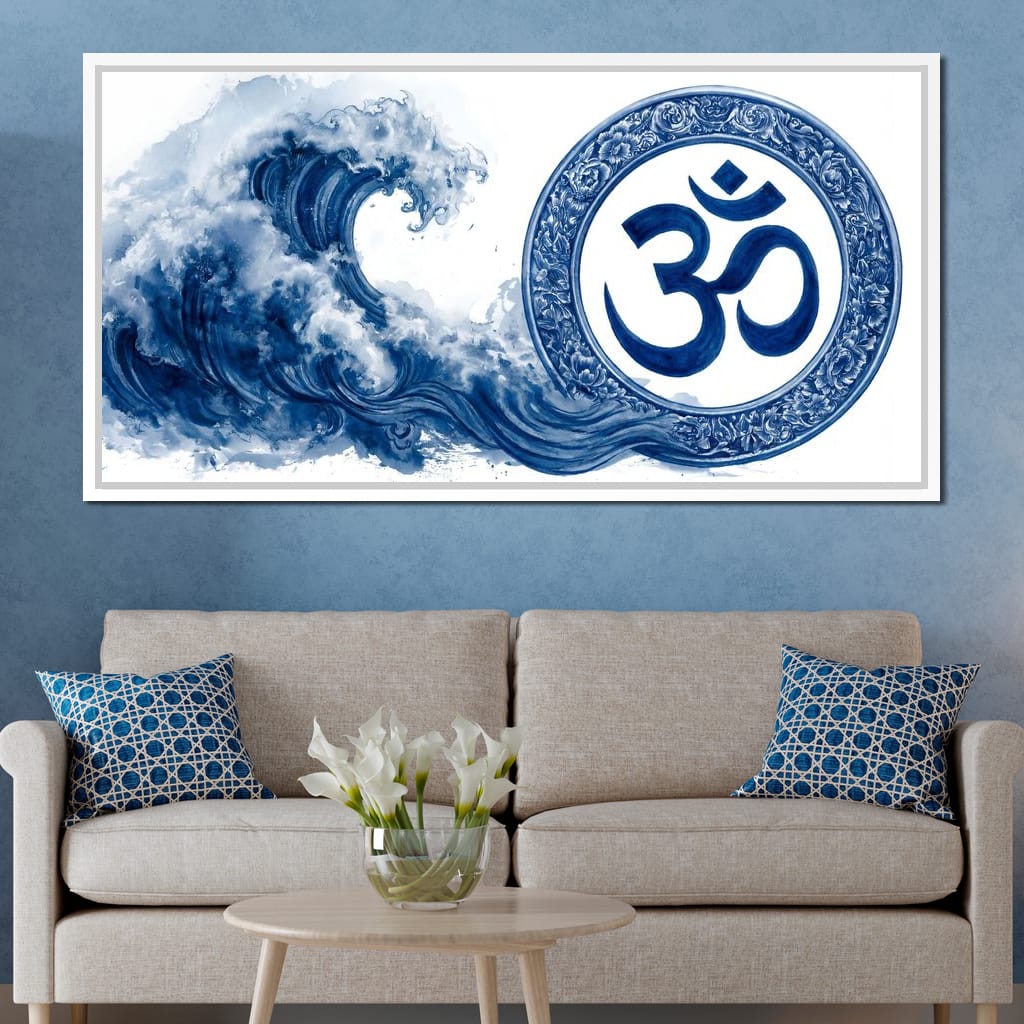 Indigo Om Mandala Meditation Canvas Wall Art