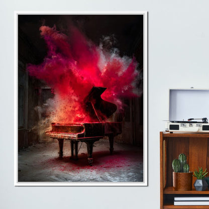 Grand Piano Burst of Vibrant Fire Canvas Wall Art