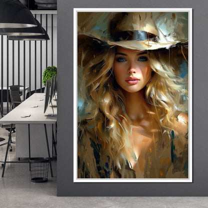 Golden Serenity Portrait Canvas Wall Art