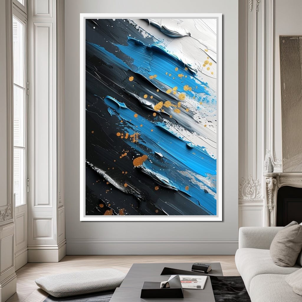 Sapphire Strokes Gold Specks 2 Canvas Wall Art