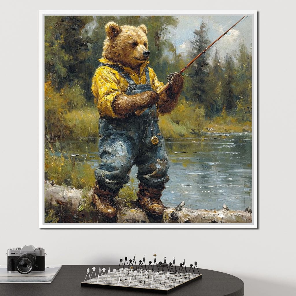 Bear Fishing Canvas Wall Art